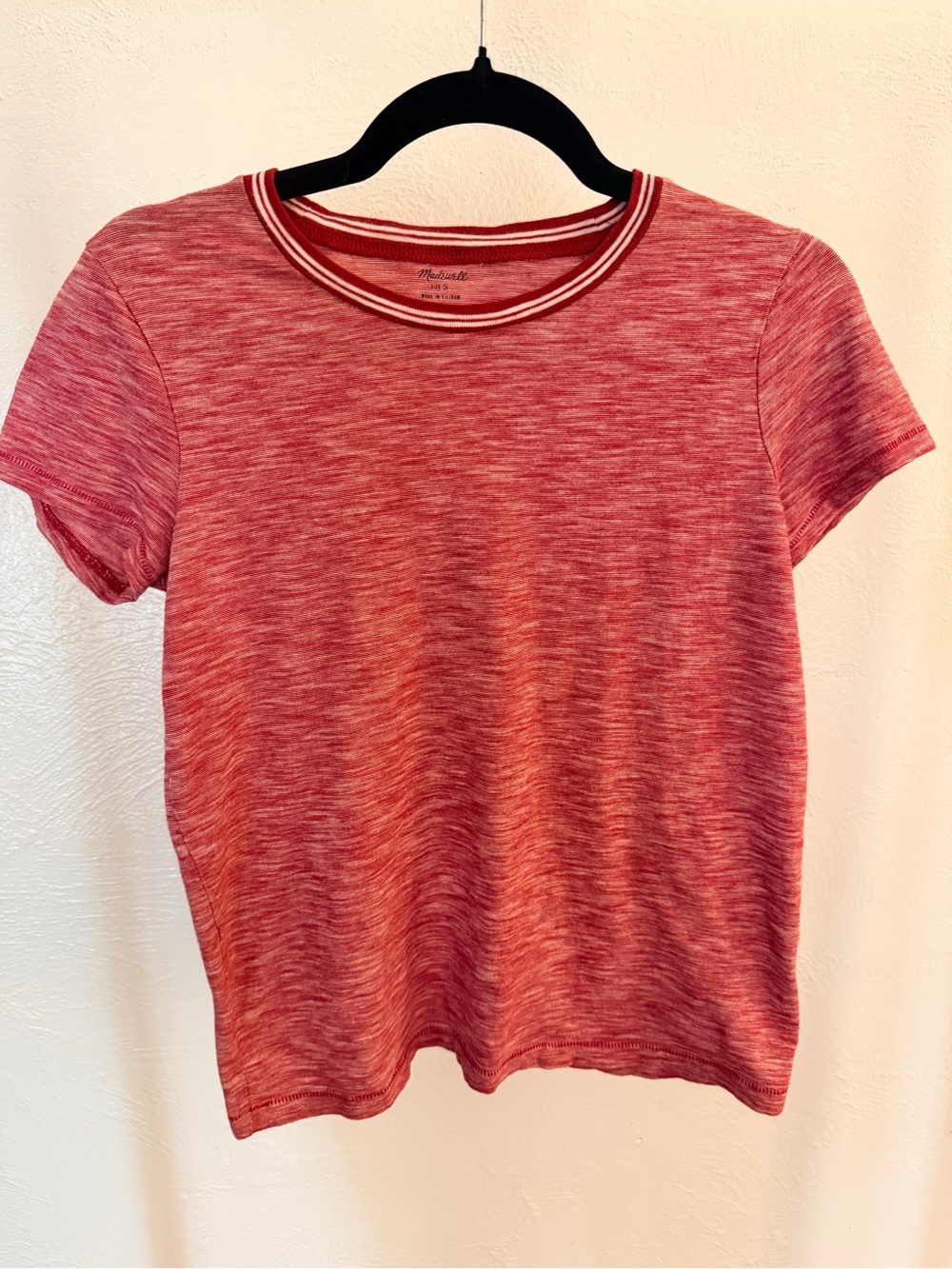 Madewell Women's Red Space-Dye Crewneck Tee Size Small